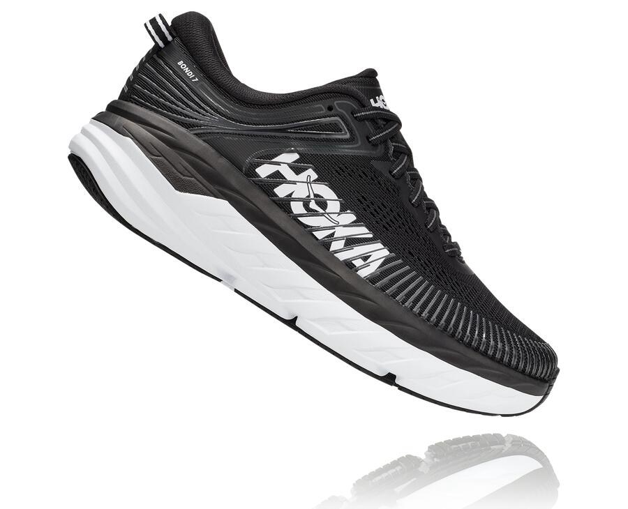 Hoka One One Bondi 7 Löparskor Dam - Svarta/Vita - PBTWV-9164